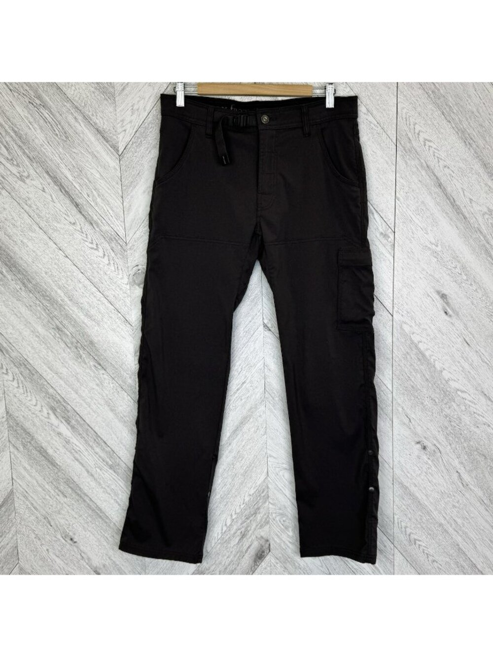 Prana Zion Straight Leg Pants Mens Size 32x32 Dark Gray Convertible Snap Hem